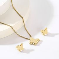 Stainless Steel 18K Gold Plated Simple Style Plating Butterfly Bracelets Necklace sku image 1