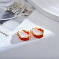 1 Pair Commute U Shape Enamel Copper Earrings sku image 5