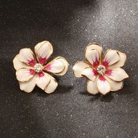 1 Pair Elegant Artistic Flower Enamel Inlay Alloy Rhinestones Ear Studs sku image 1