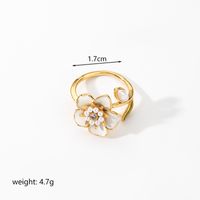 Elegant Lady Flower Copper Painted Plating Inlay Artificial Pearls Artificial Diamond 18k Gold Plated Open Rings sku image 1