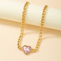 Exaggerated Formal Romantic Heart Shape Alloy Plating Inlay Artificial Gemstones Artificial Rhinestones 14k Gold Plated Women's Choker main image 3