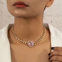 Exaggerated Formal Romantic Heart Shape Alloy Plating Inlay Artificial Gemstones Artificial Rhinestones 14k Gold Plated Women's Choker main image 1