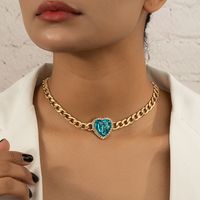 Exaggerated Formal Romantic Heart Shape Alloy Plating Inlay Artificial Gemstones Artificial Rhinestones 14k Gold Plated Women's Choker main image 4