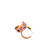 1 Pair Retro Color Block Enamel Plating Inlay Copper Glass Hoop Earrings main image 5