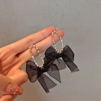 Wholesale Jewelry Cute Sweet Bow Knot Metal Rhinestones Plating Inlay Drop Earrings sku image 1