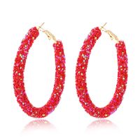 1 Pair Sweet Simple Style Colorful Sequins Plating Mixed Materials Hoop Earrings sku image 1