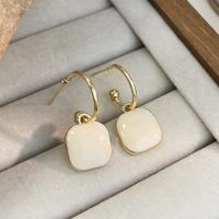 Wholesale Jewelry Simple Style Square Heart Shape Alloy Enamel Drop Earrings sku image 4