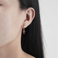 1 Pair Simple Style Cross Inlay Copper Zircon Drop Earrings main image 3