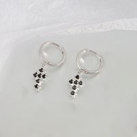 1 Pair Simple Style Cross Inlay Copper Zircon Drop Earrings sku image 2