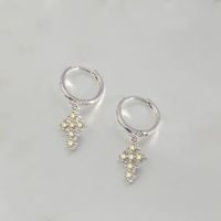 1 Pair Simple Style Cross Inlay Copper Zircon Drop Earrings sku image 4