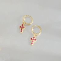 1 Pair Simple Style Cross Inlay Copper Zircon Drop Earrings sku image 9