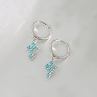 1 Pair Simple Style Cross Inlay Copper Zircon Drop Earrings sku image 5