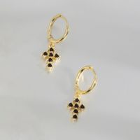 1 Pair Simple Style Cross Inlay Copper Zircon Drop Earrings sku image 8