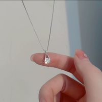Simple Style Water Droplets Copper Plating Inlay Zircon Pendant Necklace main image 1