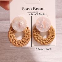 Retro Exaggerated Hollow Hand-woven Ethnic Rattan Earrings main image 5