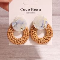 Retro Exaggerated Hollow Hand-woven Ethnic Rattan Earrings main image 6