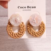 Retro Exaggerated Hollow Hand-woven Ethnic Rattan Earrings sku image 1