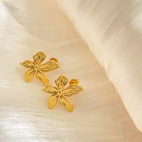 1 Pair Simple Style Flower Plating Titanium Steel 18k Gold Plated Ear Studs main image 5