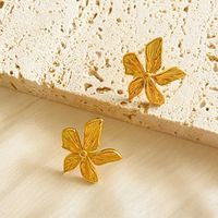 1 Pair Simple Style Flower Plating Titanium Steel 18k Gold Plated Ear Studs main image 3