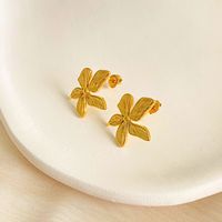 1 Pair Simple Style Flower Plating Titanium Steel 18k Gold Plated Ear Studs main image 4