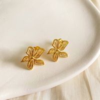 1 Pair Simple Style Flower Plating Titanium Steel 18k Gold Plated Ear Studs main image 2