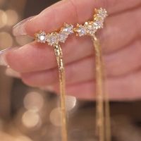 1 Pair Sweet Star Plating Inlay Copper Artificial Gemstones Earrings main image 1