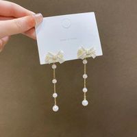 Wholesale Jewelry Sweet Heart Shape Flower Bow Knot Mixed Materials Rhinestones Pearl Plating Inlay Drop Earrings sku image 20