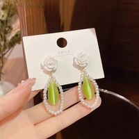 Wholesale Jewelry Sweet Heart Shape Flower Bow Knot Mixed Materials Rhinestones Pearl Plating Inlay Drop Earrings sku image 24