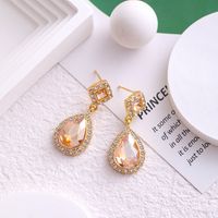Wholesale Jewelry Sweet Heart Shape Flower Bow Knot Mixed Materials Rhinestones Pearl Plating Inlay Drop Earrings sku image 2
