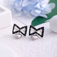 Wholesale Jewelry Sweet Heart Shape Flower Bow Knot Mixed Materials Rhinestones Pearl Plating Inlay Drop Earrings sku image 4