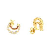 1 Pair Simple Style Moon Plating Inlay Copper Zircon 18k Gold Plated Ear Studs main image 3