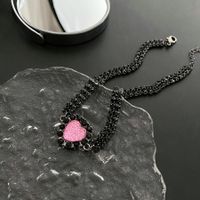 Streetwear Heart Shape Copper Plating Inlay Artificial Gemstones Necklace sku image 1