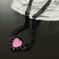 Streetwear Heart Shape Copper Plating Inlay Artificial Gemstones Necklace main image 2