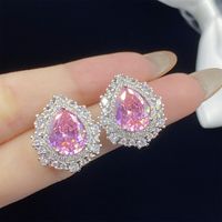 Elegant Water Droplets Flower Copper Plating Inlay Zircon Rings Earrings Necklace main image 4