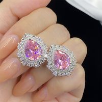 Élégant Les Gouttelettes D'eau Fleur Le Cuivre Placage Incruster Zircon Anneaux Des Boucles D'oreilles Collier main image 1