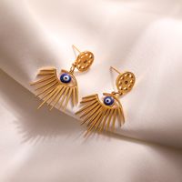 1 Pair Vintage Style Simple Style Commute Devil'S Eye Plating Inlay 304 Stainless Steel Zircon 18K Gold Plated Drop Earrings main image 3