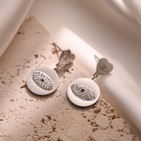 1 Pair Vintage Style Simple Style Commute Devil'S Eye Plating Inlay 304 Stainless Steel Zircon 18K Gold Plated Drop Earrings main image 2