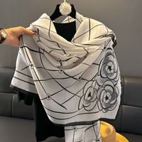 Women's Casual Simple Style Flower Cotton And Linen Printing Scarf sku image 2