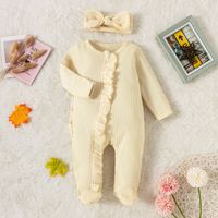 Casual Solid Color Cotton Baby Rompers sku image 3