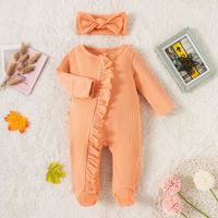 Casual Solid Color Cotton Baby Rompers sku image 5