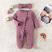 Casual Solid Color Cotton Baby Rompers sku image 8