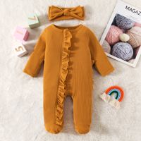 Casual Solid Color Cotton Baby Rompers sku image 11