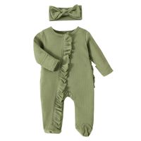 Casual Solid Color Cotton Baby Rompers main image 3