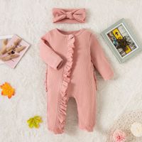 Casual Solid Color Cotton Baby Rompers main image 2