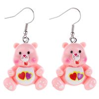 Japanese And Korean Fun And Cute Transparent Luminous Cartoon Bear Earrings Creative Childlike Girl Heart Ear Hook Eardrop Earring main image 3