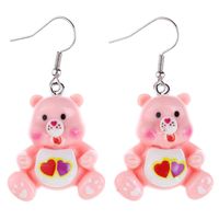 Japanese And Korean Fun And Cute Transparent Luminous Cartoon Bear Earrings Creative Childlike Girl Heart Ear Hook Eardrop Earring sku image 1