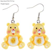 Japanese And Korean Fun And Cute Transparent Luminous Cartoon Bear Earrings Creative Childlike Girl Heart Ear Hook Eardrop Earring main image 5