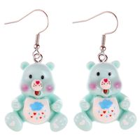 Japanese And Korean Fun And Cute Transparent Luminous Cartoon Bear Earrings Creative Childlike Girl Heart Ear Hook Eardrop Earring main image 4