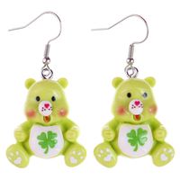Japanese And Korean Fun And Cute Transparent Luminous Cartoon Bear Earrings Creative Childlike Girl Heart Ear Hook Eardrop Earring sku image 4