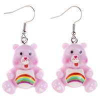 Japanese And Korean Fun And Cute Transparent Luminous Cartoon Bear Earrings Creative Childlike Girl Heart Ear Hook Eardrop Earring main image 2